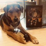 Der Oberst - Petfy Portrait Gemälde Tierportrait Hundeportrait Katzenportrait in Kleidung Uniform Anzug historisch klassisch adelig Barock Renaissance Haustierportrait in Kleidung nach Foto Fotovorlage auf Leinwand mit Holzrahmen gedruckt personalisierte Geschenkidee Haustier Haustierbesitzer Hund Katze Pferdeliebhaber Erinnerung Andenken Beileid an verstorbenen Hund Katze Haustier in Kleidung Uniform Haustierkunst Haustiergemälde Haustier gemalt