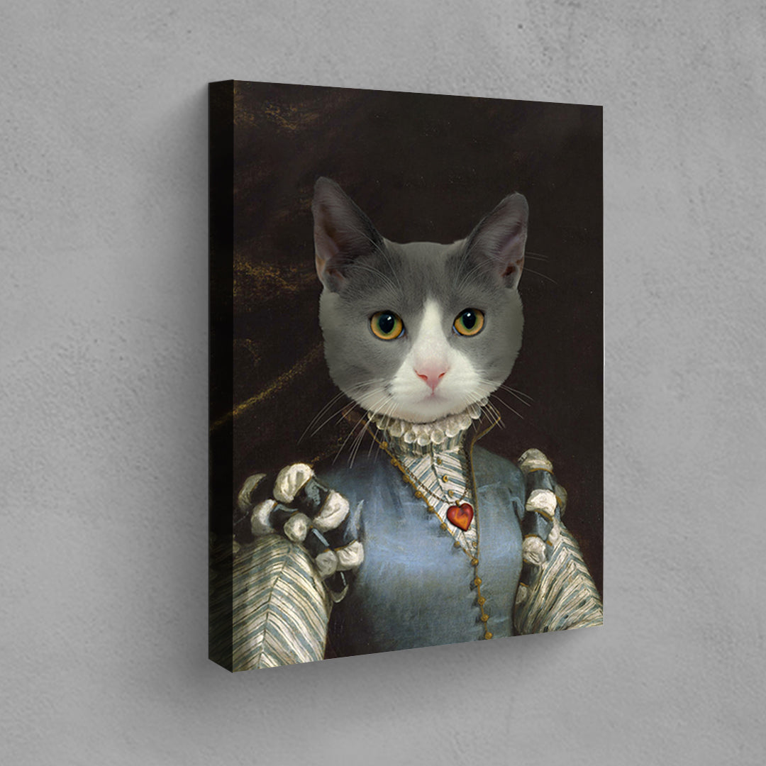 Das Fräulein - Petfy Portrait Gemälde Tierportrait Hundeportrait Katzenportrait in Kleidung Uniform Anzug historisch klassisch adelig Barock Renaissance Haustierportrait in Kleidung nach Foto Fotovorlage auf Leinwand mit Holzrahmen gedruckt personalisierte Geschenkidee Haustier Haustierbesitzer Hund Katze Pferdeliebhaber Erinnerung Andenken Beileid an verstorbenen Hund Katze Haustier in Kleidung Uniform Haustierkunst Haustiergemälde Haustier gemalt