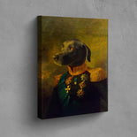 Der Oberst - Petfy Portrait Gemälde Tierportrait Hundeportrait Katzenportrait in Kleidung Uniform Anzug historisch klassisch adelig Barock Renaissance Haustierportrait in Kleidung nach Foto Fotovorlage auf Leinwand mit Holzrahmen gedruckt personalisierte Geschenkidee Haustier Haustierbesitzer Hund Katze Pferdeliebhaber Erinnerung Andenken Beileid an verstorbenen Hund Katze Haustier in Kleidung Uniform Haustierkunst Haustiergemälde Haustier gemalt