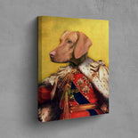 Der König - Petfy Portrait Gemälde Tierportrait Hundeportrait Katzenportrait in Kleidung Uniform Anzug historisch klassisch adelig Barock Renaissance Haustierportrait in Kleidung nach Foto Fotovorlage auf Leinwand mit Holzrahmen gedruckt personalisierte Geschenkidee Haustier Haustierbesitzer Hund Katze Pferdeliebhaber Erinnerung Andenken Beileid an verstorbenen Hund Katze Haustier in Kleidung Uniform Haustierkunst Haustiergemälde Haustier gemalt